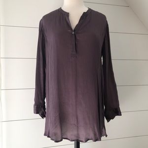 Calypso St Barth Purple Silk Henley Tunic Blouse